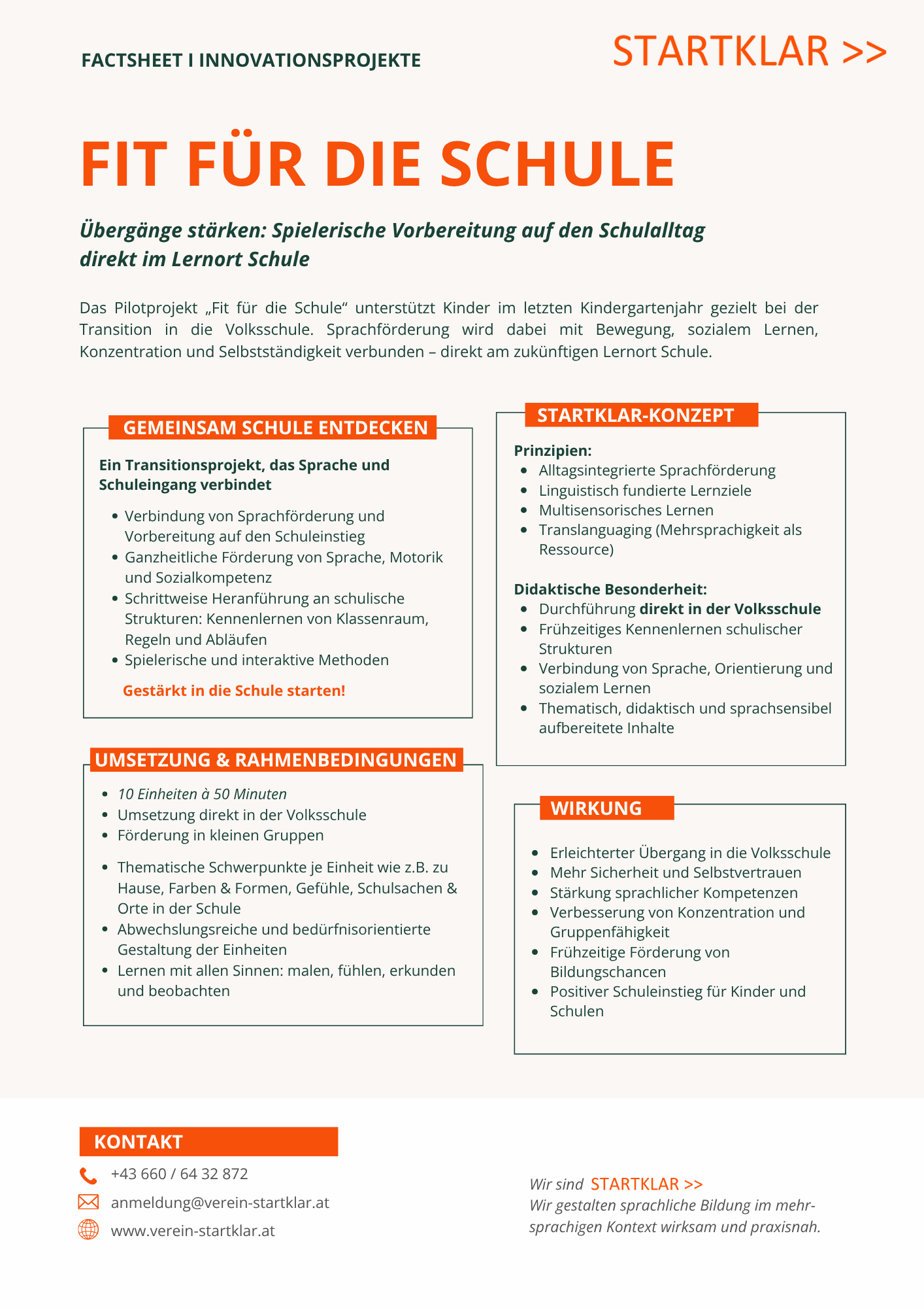 Fit für die Schule Factsheet